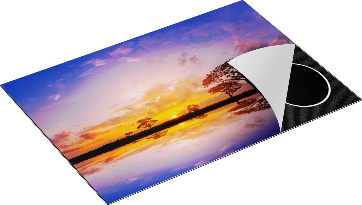 Chefcare Inductie Beschermer Silhouet van Bomen tijdens Zonsondergang - 76x51,5 cm - Afdekplaat Inductie - Kookplaat Beschermer - Inductie Mat
