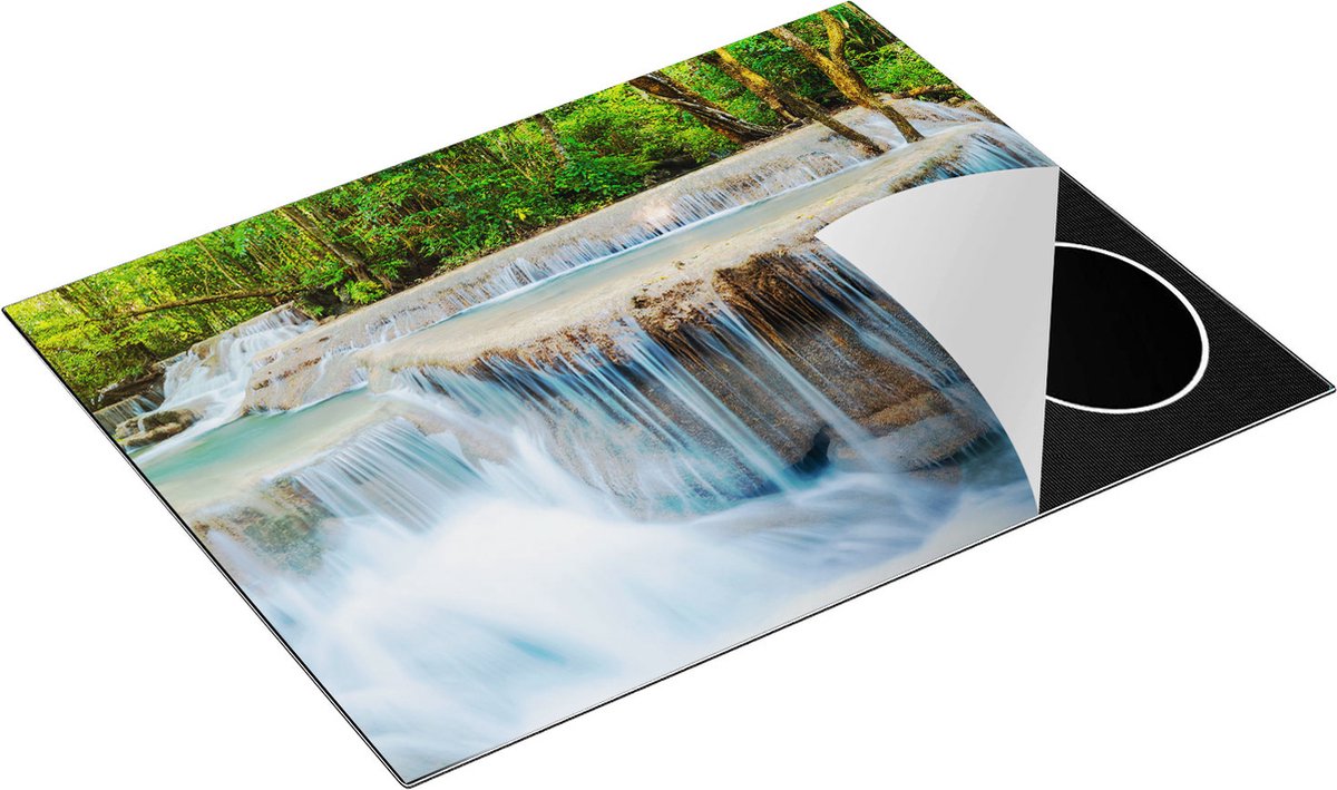 Chefcare Inductie Beschermer Waterval in het Bos in Thailand - 77x59 cm - Afdekplaat Inductie - Kookplaat Beschermer - Inductie Mat