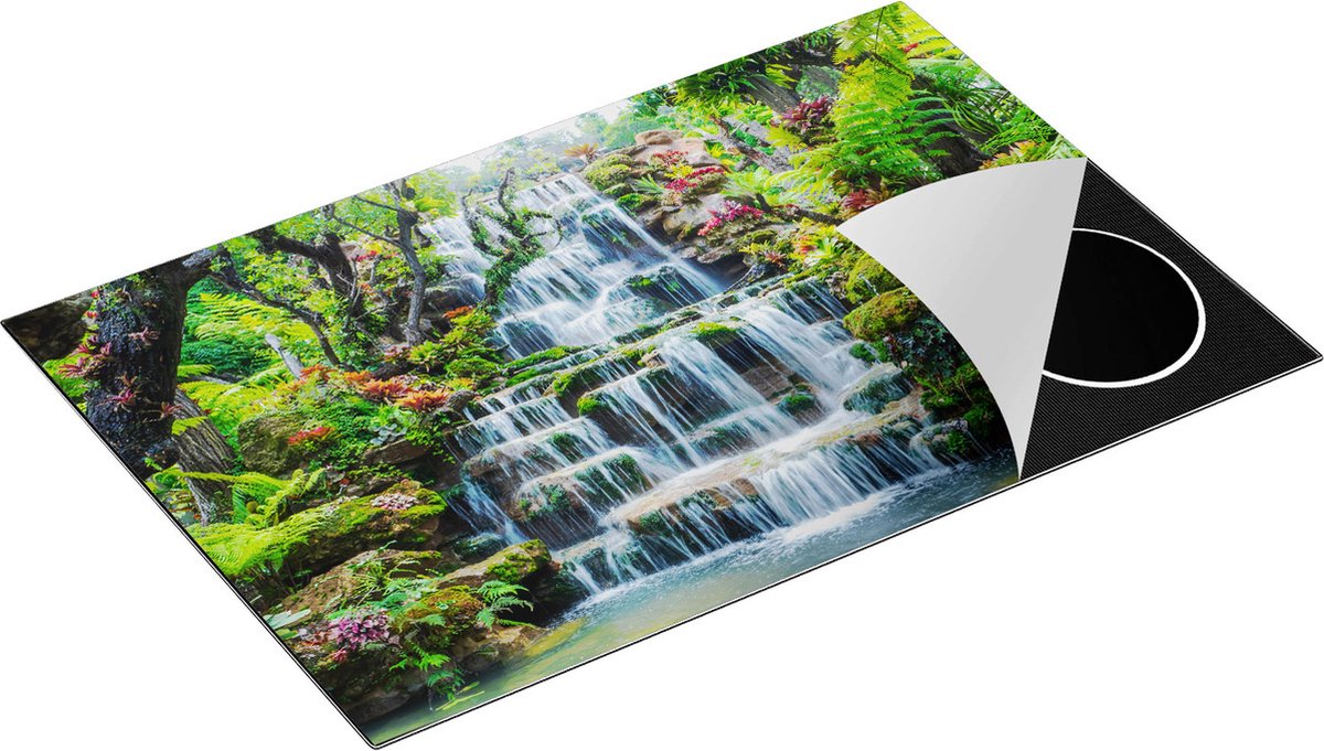 Chefcare Inductie Beschermer Tropische Waterval in Thailand - 83x51,5 cm - Afdekplaat Inductie - Kookplaat Beschermer - Inductie Mat