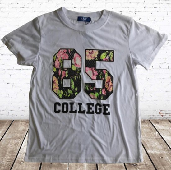 Jongens T-shirt college wit 12 -s&C-146/152-t-shirts jongens