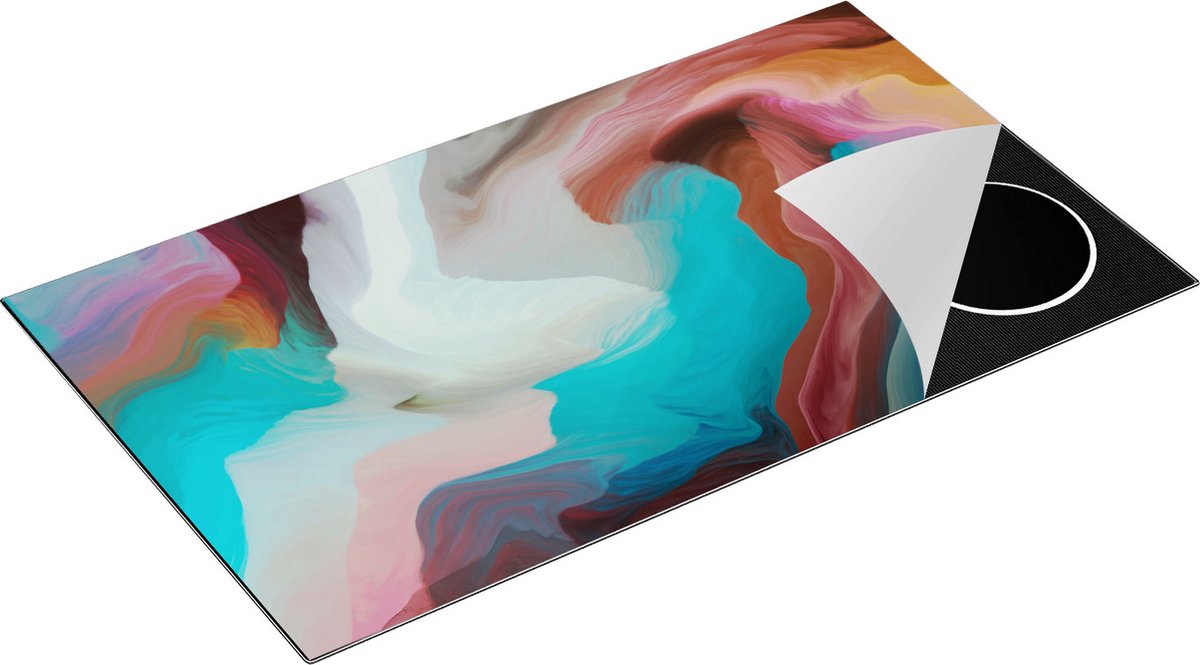 Chefcare Inductie Beschermer Abstracte Kunst - Kleurrijke Golven - 91,2x52 cm - Afdekplaat Inductie - Kookplaat Beschermer - Inductie Mat