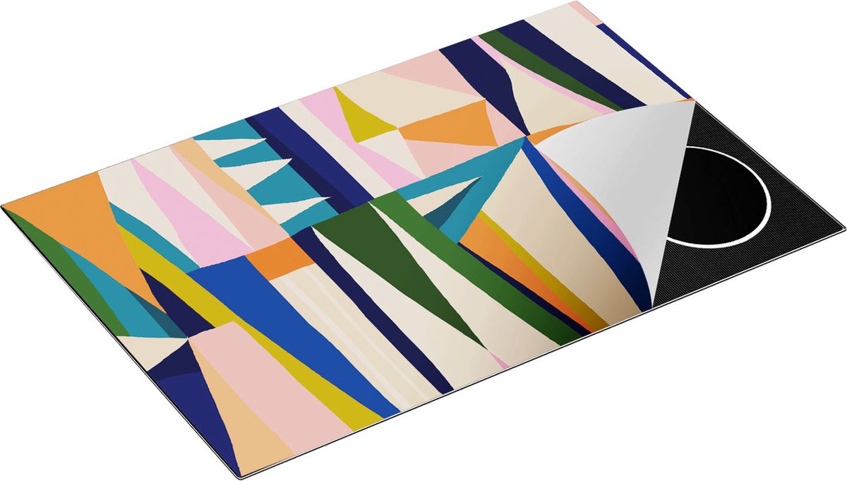 Chefcare Inductie Beschermer Abstracte Kleurrijke Kunst - Driehoeken - 80x52 cm - Afdekplaat Inductie - Kookplaat Beschermer - Inductie Mat