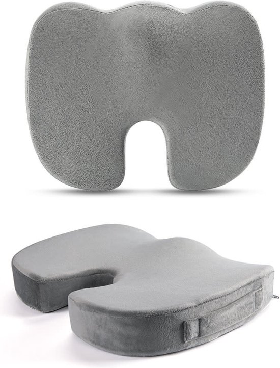 Coussin de siège orthopédique ventilé en mousse à mémoire de forme améliorée par Gel Fine Asianliving en forme de U 45.5x36x6/7cm