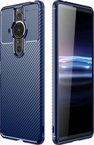 Mobigear Hoesje geschikt voor Sony Xperia Pro-I Telefoonhoesje Flexibel TPU | Mobigear Racing Backcover | Xperia Pro-I Case | Back Cover - Blauw