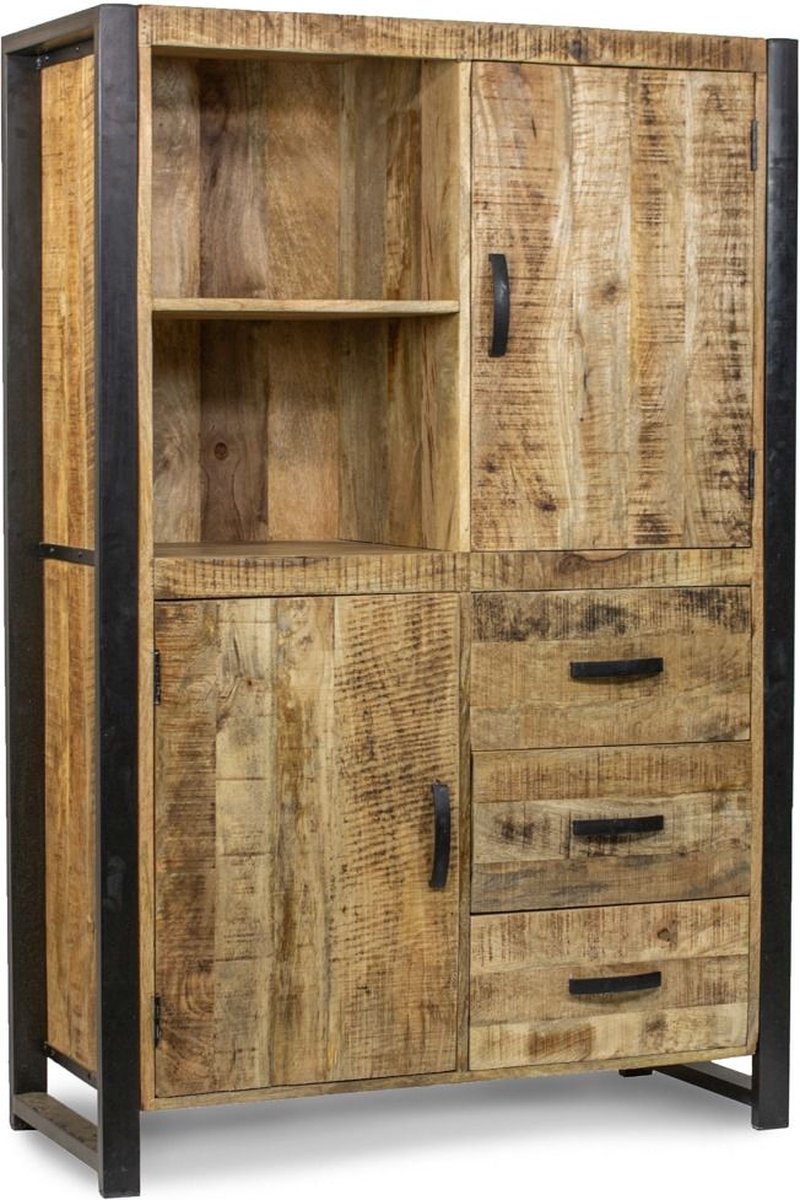 COSTWAY Keukenkast, 190 cm hoog, hoge kast met deuren, planken, veiligheidsscharnieren en kantelbeveiliging, dressoir, vrijstaand, multifunctionele kast voor eetkamer, woonkamer, wit
