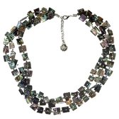 Behave® Schelpen ketting zwart grijs 41 cm