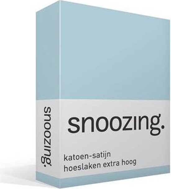 Snoozing - Katoen-Satin - Hoeslaken - Simple - Extra haut - 90x210 cm - Ciel