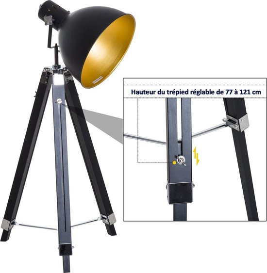 Industrieel Design Tripod Vloerlamp - Staande Retro Statief Lamp - E27  Fitting -... | bol.com