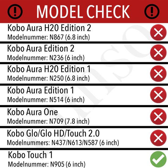 Lunso - Geschikt voor Kobo Touch 1 (6 inch) - flip hoesje - Rood van Lunso — afbeelding 5