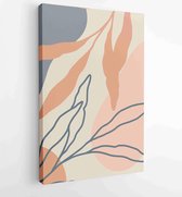 Botanical wall art vector set. Earth tone boho foliage line art drawing with abstract shape. 4 - Moderne schilderijen – Vertical – 1881805198 - 40-30 Vertical