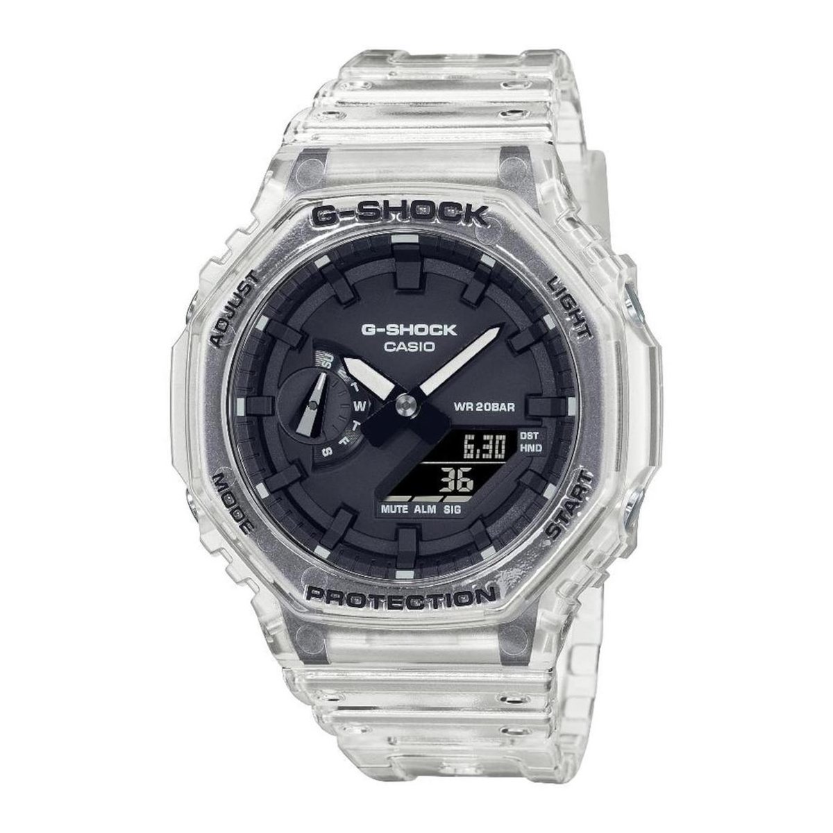 Casio GA-2100SKE-7AER G-Shock horloge transparant zwarte wijzerplaat