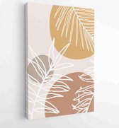 Botanical wall art vector set. Earth tone boho foliage line art drawing with abstract shape. 3 - Moderne schilderijen – Vertical – 1887340204 - 80*60 Vertical