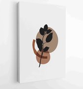 Botanical wall art vector set. Earth tone boho foliage line art drawing with abstract shape. 4 - Moderne schilderijen – Vertical – 1881805183 - 80*60 Vertical