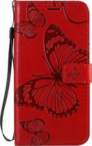Motorola Moto G8 Power Hoesje - Mobigear - Butterfly Serie - Kunstlederen Bookcase - Rood - Hoesje Geschikt Voor Motorola Moto G8 Power