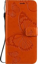 OnePlus 8 Pro Hoesje - Mobigear - Butterfly Serie - Kunstlederen Bookcase - Oranje - Hoesje Geschikt Voor OnePlus 8 Pro
