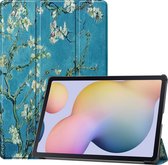 Samsung Galaxy Tab S7+ Hoes - Mobigear - Tri-Fold Serie - Kunstlederen Bookcase - Almond Blossoms - Hoes Geschikt Voor Samsung Galaxy Tab S7+