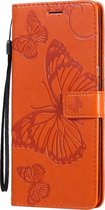 LG V60 ThinQ Hoesje - Mobigear - Butterfly Serie - Kunstlederen Bookcase - Oranje - Hoesje Geschikt Voor LG V60 ThinQ