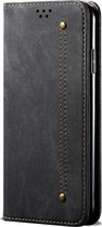 OPPO Find X2 Hoesje - Mobigear - Denim Serie - Kunstlederen Bookcase - Zwart - Hoesje Geschikt Voor OPPO Find X2