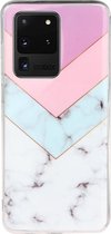 Mobigear Hoesje geschikt voor Samsung Galaxy S20 Ultra Telefoonhoesje Flexibel TPU | Mobigear Marble Backcover | Galaxy S20 Ultra Case | Back Cover - Driekleurig