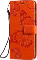 Samsung Galaxy A51 Hoesje - Mobigear - Butterfly Serie - Kunstlederen Bookcase - Oranje - Hoesje Geschikt Voor Samsung Galaxy A51