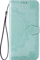 Samsung Galaxy A21 Hoesje - Mobigear - Mandala Serie - Kunstlederen Bookcase - Turquoise - Hoesje Geschikt Voor Samsung Galaxy A21