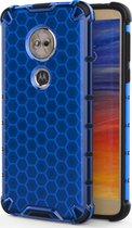 Motorola Moto G6 Hoesje - Mobigear - Honeycomb Serie - Hard Kunststof Backcover - Blauw - Hoesje Geschikt Voor Motorola Moto G6
