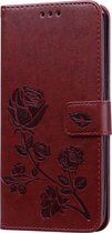 Xiaomi Redmi 7 Hoesje - Mobigear - Flowers Serie - Kunstlederen Bookcase - Bruin - Hoesje Geschikt Voor Xiaomi Redmi 7