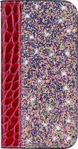 Huawei Y6s Hoesje - Mobigear - Croco Glitter Serie - Kunstlederen Bookcase - Rood - Hoesje Geschikt Voor Huawei Y6s