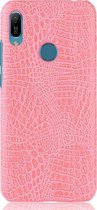 Huawei Y6s Hoesje - Mobigear - Croco Serie - Hard Kunststof Backcover - Roze - Hoesje Geschikt Voor Huawei Y6s
