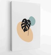 Botanical wall art vector set. Foliage line art drawing with abstract shape. 4 - Moderne schilderijen – Vertical – 1857714895 - 40-30 Vertical
