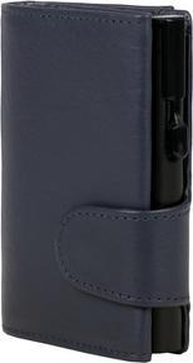 Clicksafe pasjeshouder - RFID - 8 pasjes - kunstleer/aluminium - blauw/zwart - JU-961202