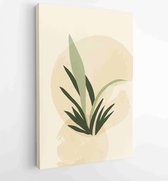 Botanical wall art vector set. Earth tone boho foliage line art drawing with abstract shape. 4 - Moderne schilderijen – Vertical – 1877889409 - 115*75 Vertical