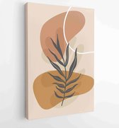 Botanical wall art vector set. Earth tone boho foliage line art drawing with abstract shape. 3 - Moderne schilderijen – Vertical – 1866300580 - 80*60 Vertical