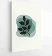 Botanical wall art vector set. Foliage line art drawing with abstract shape. 3 - Moderne schilderijen – Vertical – 1862308447 - 80*60 Vertical