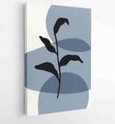 Botanical wall art vector set. Foliage line art drawing with abstract shape. 1 - Moderne schilderijen – Vertical – 1862308438 - 80*60 Vertical