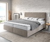 Bed Dream-Well Beige 180x200 cm Microvezel stof met matras en topper boxspring-bed