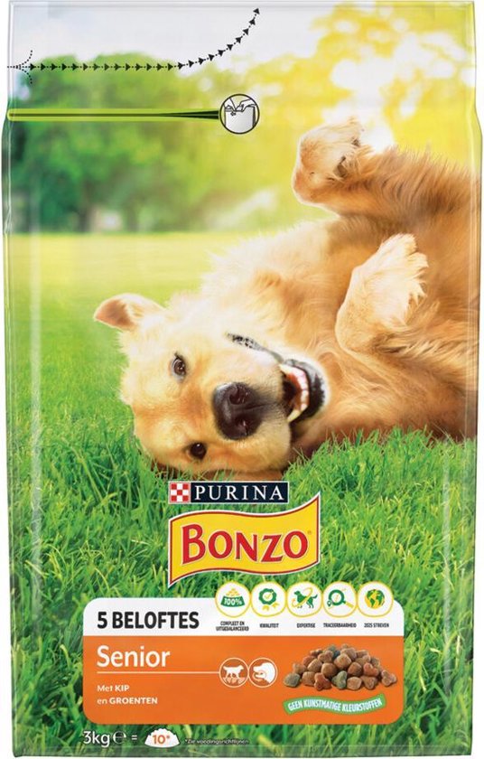 3x Bonzo Senior Kip - Groenten 3 kg