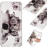 Coloured Drawing Transparant Clear TPU Case voor Galaxy A20e (Skull)