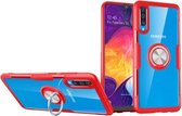 Transparante TPU-beschermhoes met 360 graden magnetische rotatiehouder voor Galaxy A70 (rood)