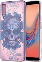 Cartoon patroon goudfolie stijl Dropping Glue TPU zachte beschermhoes voor Galaxy A7 (2018) / A750 (schedel)