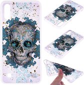 Cartoon patroon goudfolie stijl Dropping Glue TPU zachte beschermhoes voor Galaxy A10 (schedel)