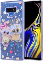 Cartoon patroon goudfolie stijl Dropping Glue TPU zachte beschermhoes voor Galaxy Note9 (Loving Owl)