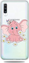 Voor Galaxy A50 3D-patroon afdrukken Extreem transparante TPU-telefoonhoes (Pink Weevil)