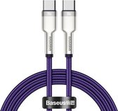 Baseus CATJK-C05 Cafule-serie 100W Type-C / USB-C naar Type-C / USB-C metalen oplaadgegevenskabel, lengte: 1m (paars)