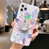 Voor iPhone 11 Pro Kleurrijke Laser Flower-serie IMD TPU mobiele telefoonhoes met opvouwbare standaard (Begonia Flowers KB2)