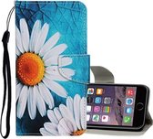 Voor iPhone 6 Plus / 6s Plus Gekleurd tekeningpatroon Horizontaal leren flip-hoesje met houder & kaartsleuven en portemonnee (madeliefje)