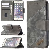 Voor iPhone 6 Bijpassende kleur Krokodiltextuur Horizontaal Flip PU-lederen hoes met portemonnee & houder & kaartsleuven (grijs)
