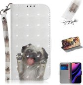 3D Gekleurde Tekening Horizontale Leren Flip Case, met Houder & Kaartsleuf & Portemonnee Voor iPhone 11 Pro Max (Mopshond)