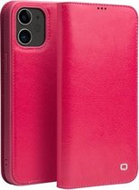 QIALINO Horizontale leren flip case met houder & kaartsleuven & portemonnee voor iPhone 12/12 Pro (rose rood)