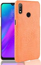 Schokbestendige krokodiltextuur pc + PU-hoes voor OPPO Realme 3 (geel)